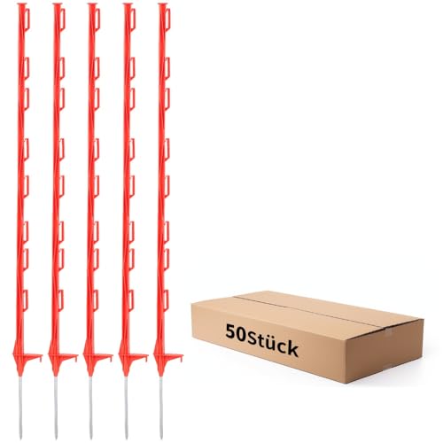 50PCS 48" Plastic Step-in Electric Fence Posts with Clips, Red - color: Red-50PCS