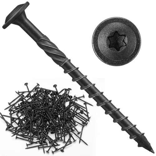 Threlaco 200 Pcs #14 x 3 Inch Wood Screws Structural Lag Screws, Black - color: Black, size: #14 x 3 inch