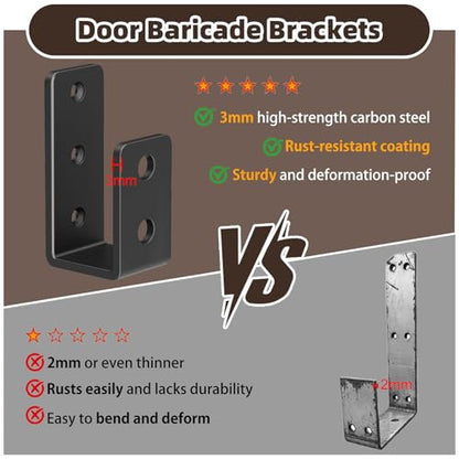 2x4 Door Barricade Brackets, 3mm Door Reinforcement Security Brackets(4PCS) - size: 3mm 4PCS
