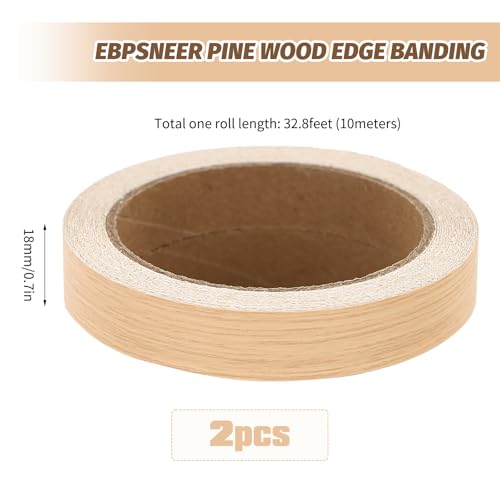 braxan Wood Veneer Edge Banding 3/4 inch x 25 ft Preglued Flexible Wood Tape for Cabinet Repair, Furniture Restoration & DIY Projects,Easy Trimmer.