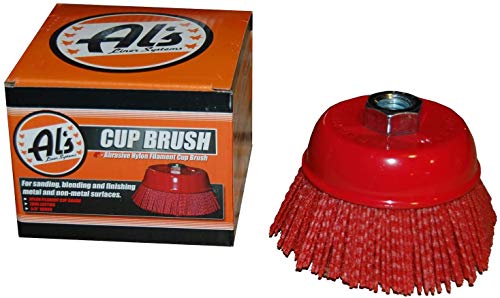 AL's Liner Abrasive 180 Grit Nylon Bristle Cup Brush - 4 Inch - Safe for Use on Metal, Wood, Aluminum and Plastic Surfaces (TOOR4) - size: 4"
