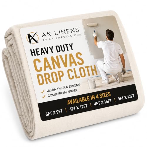 AK TRADING CO. Heavy Duty Canvas Drop Cloth, Painters Drop Cloth for Furniture & Floor Protection with Sturdy Double Stitched Edges (4 ft x 15 ft) - size: 4 ft x 15 ft