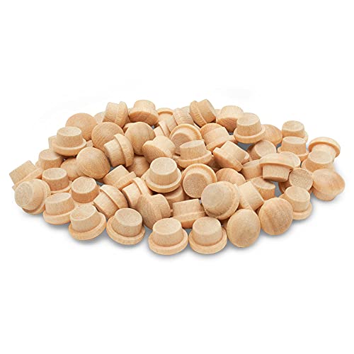 Wood Hole Plugs 1/4 inch, Pack of 100 Maple Button Top Wood Plugs for Screw Holes, by Woodpeckers - size: 1/4 inch