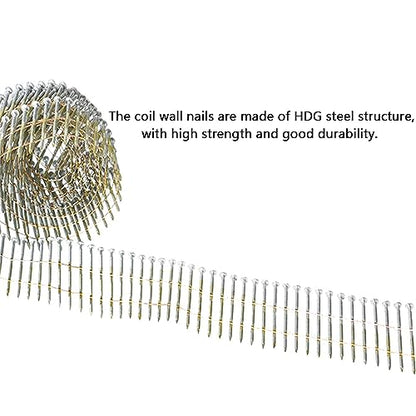 GXYWADY 3600Pcs Wire Coil Siding Nails 0.092 x 1-1/2 In Hot-Dip Galvanized Paint-Dipped Ring Shank Inclined 15 Degree Full Round Head Siding Nails of Lathing and Sheathing Materials - size: 0.092*1-1/2in