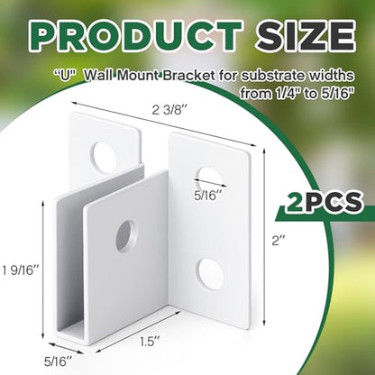 Hicarer 2 Pack U Sign Mounting Brackets for 1/4" Material, Aluminum, White - color: White
