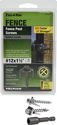Hillman Fence Post Screws, #12 x 1-1/2in, 75 Pack, Silver