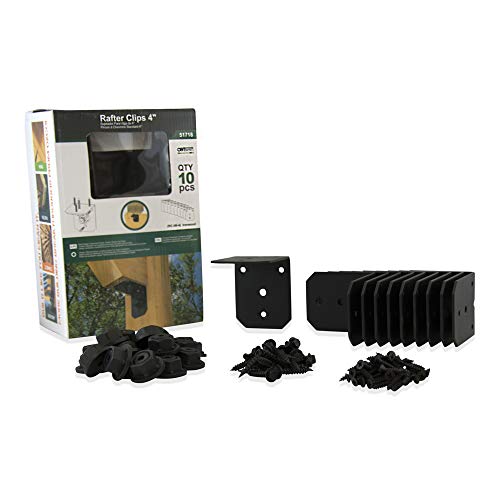 OZCO Ironwood Standard Rafter Clips, 4", Steel, Powder Coated Finish, Black, 10 Pieces - size: 10 Pack, style: Ironwood 4"
