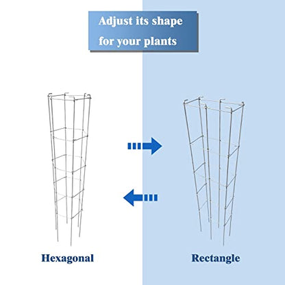 46 Inch Height 5PCS Galvanized Hexagon Folding Tomato Cage,Climbing Plant Support Tower Vegetable Stake Trellis - size: 46in Hex-Galvanized-5Pack