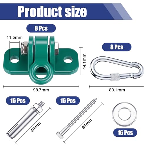 Tandefio 8 Sets Swing Hanger with Swingset Accessory, Green - color: Green