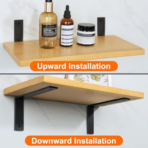 Alise 4Pcs Black Heavy-Duty L-Shaped Floating Shelf Wall Brackets - color: Black, size: (4P) 9x5x1.8 inch