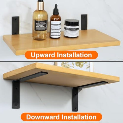 Alise 4Pcs Black Heavy-Duty L-Shaped Floating Shelf Wall Brackets - color: Black, size: (4P) 9x5x1.8 inch