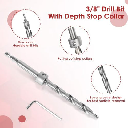 Pocket Hole Jig System Kit, Pocket Screw Jig with 11 Inch Clamp, Square Driver Bit, Hex Wrench, Depth Stop Collar, Step Drill Bit, Coarse Square Driver Screws, All In One for Joinery Work