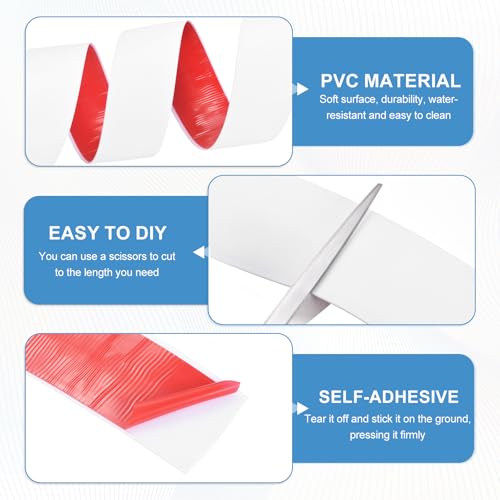 2Pcs Floor Transition Strip 3.94ftx3 PVC Vinyl Tile Edge Trim