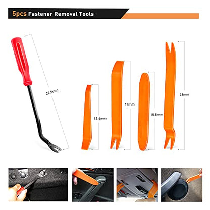 GOOACC 380Pcs Car Automotive Plastic, Metal, Nylon Push Pin Rivet with Fastener Remover Trim Clip Panel Body Interior Assortment Retainer Assortment Clips, (GRC-97),Black - size: 380Pcs Clips + Remover