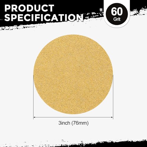 25Pcs Sanding Discs 3In 60Grit Hook and Loop Sandpapers Yellow - color: Yellow, size: 3 Inch(60 Grit)