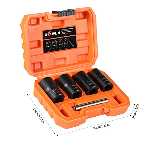 XEWEA 5PCS 1/2 Drive Lug Nut Bolt Extractor Set, Wheel Lock Removal Kit - color: 5pcs 1/2" Drive