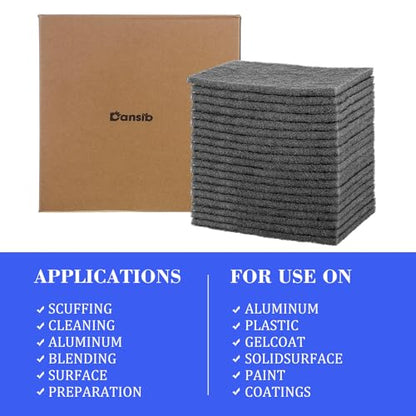 50 Pack Gray Fine Scuff Pads 6 X 9 in Abrasive Sanding Pad - color: Gray