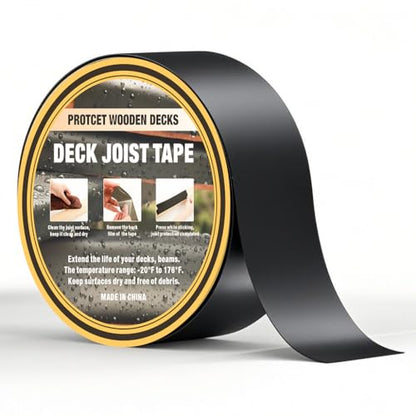 Joist Tape for Decking 2" x 50', Waterproof Tenacious Tape for Joist Protection, Butyl Sealant Tape for Deck Framing, Wood Joists, Beams, and Outdoor Structures, Heavy-Duty Adhesive Backing - size: 2" x 50ft