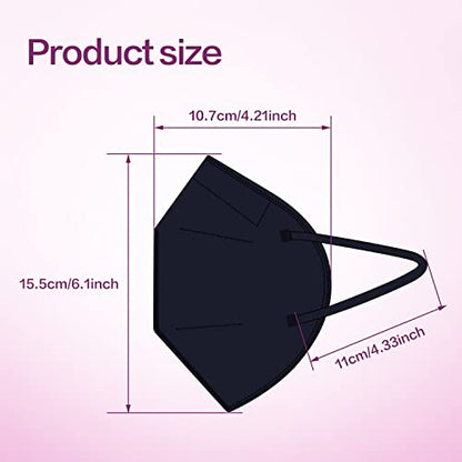 Miuphro 50 Pack Cup Dust Safety Disposable Masks, KN95 5-Layer Foldable Masks - color: Purple