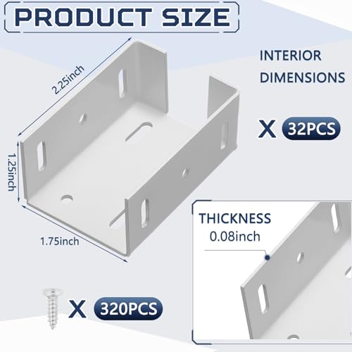 Hicarer 16 Pcs Aluminum Vinyl Fence Brackets with Screws