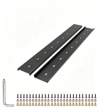 C Channel Steel Support Metal Support Bracing Hidden C Bracket for Table Top Live Edge Slab Woodworking, Black Coat Finish, 6 Holes (2 Pack, 24 Inch) - size: 24 Inch, style: 2 PACK