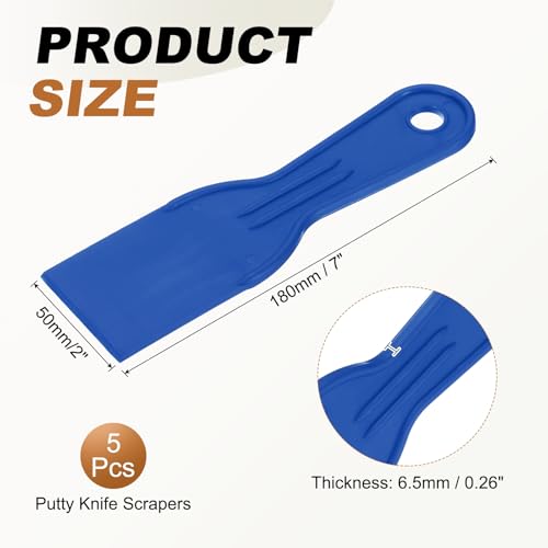 HARFINGTON 5pcs Putty Knife Scraper 2" Width Flexible Plastic Blue - color: Blue, size: 2"