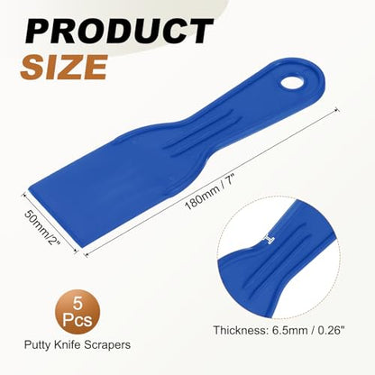 HARFINGTON 5pcs Putty Knife Scraper 2" Width Flexible Plastic Blue - color: Blue, size: 2"