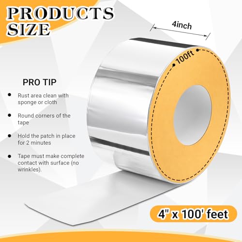 Pangda 4" x 100ft Butyl Tape, Aluminum Flashing Tape - size: 4" X 100ft