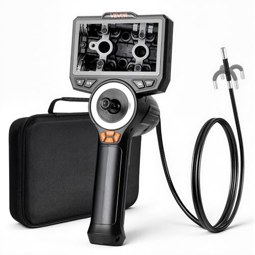 VEVOR 4-Way Articulating Endoscope with Light, True 1080P HD Industrial Borescope Inspection Camera, 0.24-inch Slim Articulated Probe, Flexible Snake Scope Cam for Wall Automotive Engine Inspect-4.9FT - size: 0.24 inch Probe