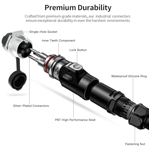 CNLINKO LP-28 2-Pin Waterproof Connector Screw Lock Circular Connector, IP68 Quick Plugging Aviation Connector, M28 Single Hole Socket Panel (2-PIN Screwing) - size: 2-Pin Screw-Assembly, style: Single-Hole Socket Set