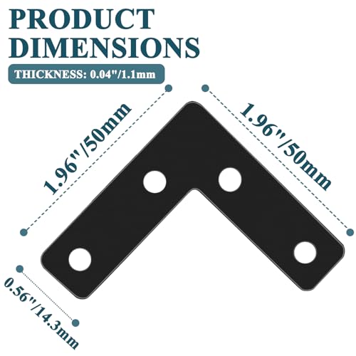 L-Shape Corner Brace Brackets, 1.96" x 0.56", Black, 12 Pcs - size: 1.96", style: L-Shape