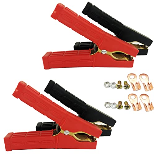4 Pcs Jumper Cable Battery Clamps Crocodile Clamp Pure Copper 100A-500A Car Battery Charger Clamps Power Replacement Battery Alligator Clips Jumper Cables Clamp Welding machine clamp - color: 4pcs 100-500a
