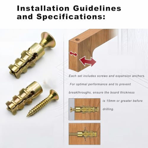 6×14mm Short Expansion Screw Set for Tile, Stone, Wood, Yellow-50 Pieces - color: Yellow-50 Pieces