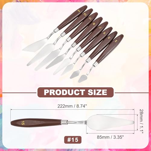 MECCANIXITY #15 Palette Knives 28mm Width Stainless Steel Spatula Painting Pallet Knife with Wood Handle for Oil Painting Acrylic Canvas Mixing Spreading - style: #15 + 28mm