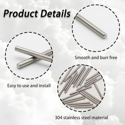 24Pcs 3mm x 40mm / 1/8 Inch x 1.57 Inch Shelf Pegs, Shelf Pins - size: M3 x 40mm
