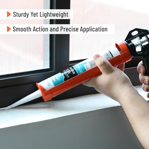 Bates- Caulking Gun, 12:1 Thrust Ratio, Black & Orange, Caulking Tool Gun, Caulk Gun No Drip, Hand Caulking Guns, Silicone Gun, Caulking Gun Tool, No Drip Caulk Gun