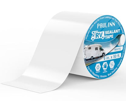 PAULINN RV Roof Sealant Tape, 6 Inch X 50 Foot Natural White Roofing Repair Tape, UV & Weatherproof Roof Seal Tape for RV Camper Trailer Boat Sealing Leak Repair - style: 6in*50ft