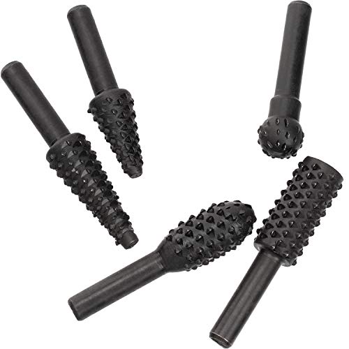OIIKI 5 PCS Woodworking Twist Drill Bits, Wood Carving File Rasp Drill Bit - color: Black, 5 PCS, 0.47in