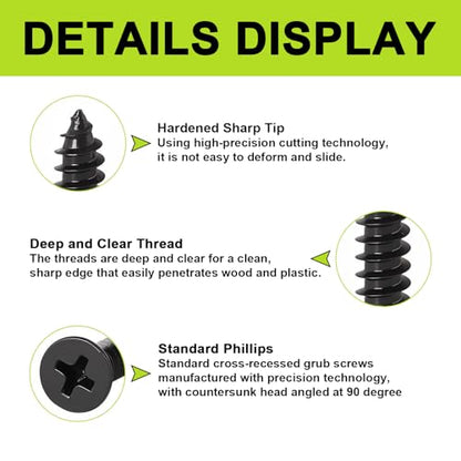 620 Pcs M3 Wood Screws Kit, Phillips Flat Head Small Screw Set - color: Black, size: #4--620PCS