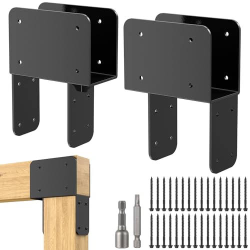 4x6 Stainless Steel Pergola Brackets, Heavy Duty Post Cap Tie Bracket 2Pcs - size: 4x6 2pcs, style: End