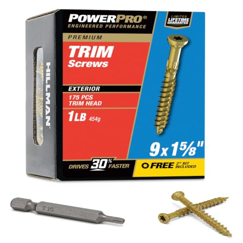 Power Pro Premium Exterior Trim Screws, #9 x 1-5/8in, 175 Pieces, Bronze - color: Bronze, size: #9 x 1-5/8 inch, style: 1lb