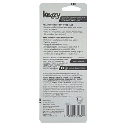 Krazy Glue Fast-Dry Wood Superglue, Strong Adhesive + Precision Tip (30g)