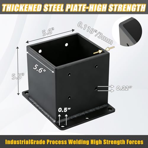 Heavy Duty 6x6 Post Base 2 Pcs Thickness: 0.118“/3MM - size: 6x6
