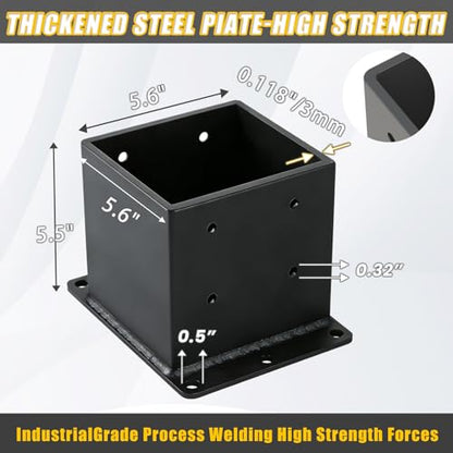 Heavy Duty 6x6 Post Base 2 Pcs Thickness: 0.118“/3MM - size: 6x6