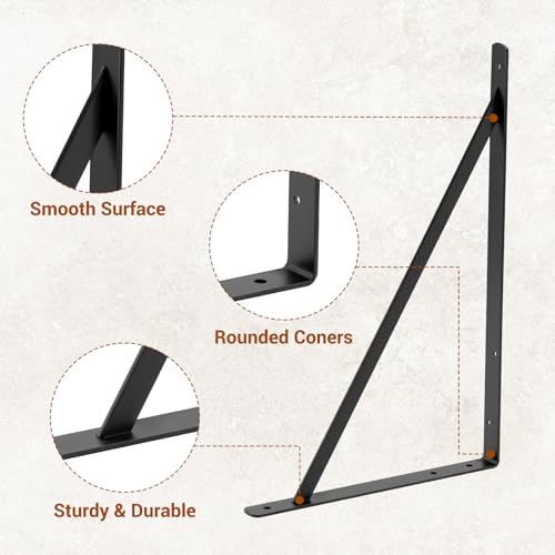 HOME MASTER HARDWARE 20x13 Inch Heavy Duty Shelf Brackets, Black 6 Pack - color: Black, size: 20 inch x 13 inch-6pcs
