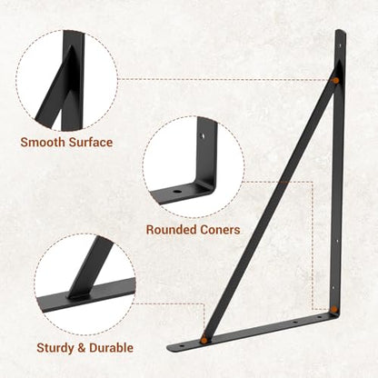 HOME MASTER HARDWARE 20x13 Inch Heavy Duty Shelf Brackets, Black 4 Pack - color: Black, size: 20 inch x 13 inch-4pcs