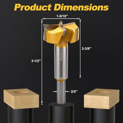 1-9/16" | 39.7mm Triple Flute Tungsten Carbide Forstner Drill Bit (Hex) - size: 1-9/16" | 39.7mm
