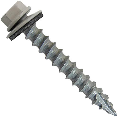 14 x 1-1/2" ASH Gray Metal Roofing Screws - Hex Washer Head- Self-Starting/Tapping - EPDM Washer. 3 X 250 Bags - 750 Screws - color: ASH GRAY, size: 1-1/2"