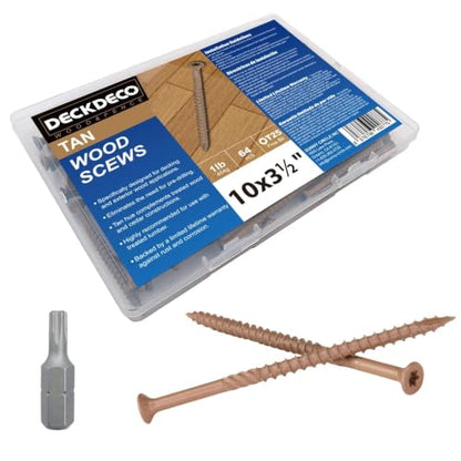Wood Screws #10 x 3-1/2"Exterior Deck Screws57pcs(approx)1 lb/Box - size: #10x3-1/2"