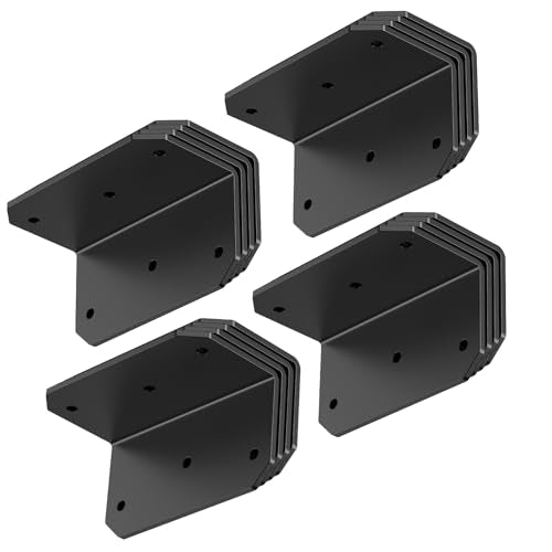 2x4 Inch 90 Degree Corner Bracket, 200 LBS, Black, 16 Pack - color: Black-16PCS